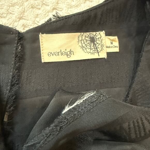 Anthropologie Everleigh medium sheer fringe fray feathered top TB 2684 - Picture 2 of 9